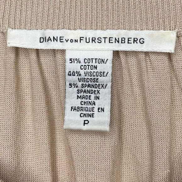 DIANE VON FURSTENBERG Womens Tan Lightweight Cardigan EUC Relaxed Cotton-Blend - Picture 8 of 9